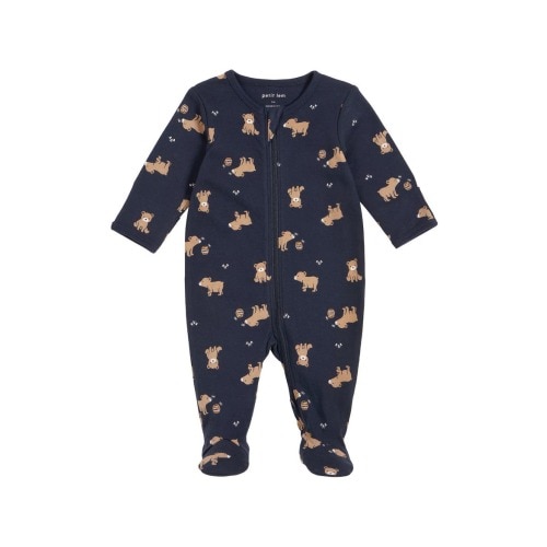 Honey Bear Print Organic Cotton Footie