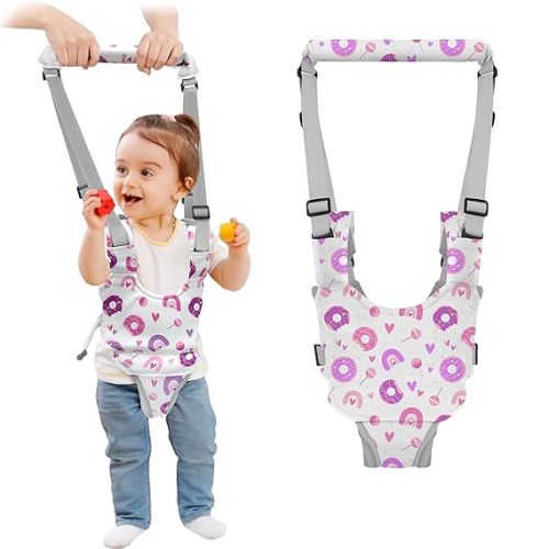 Baby Walking Harness - Handheld Kids Walker Helper - Toddler Infant Walker Harness Assistant Belt - Child Baby Walk Learning Help Support Assist Trainer Tool - for 7-24 Month Old (Donuts)