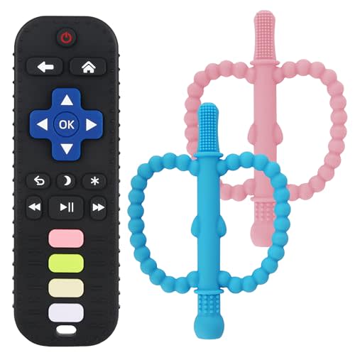 Teething Toys for Babies 0-6 6-12 12-18 Months Bpa Free Teething Sticks and Remote Teether for Babies Baby Sensory Chew Toys for Infants 0-18 Months