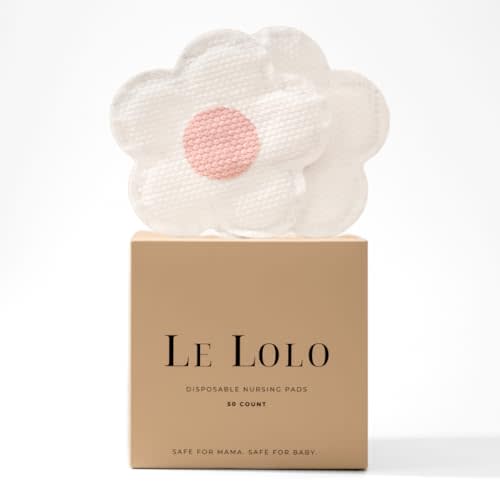 Le Lolo Floral Disposable Nursing Pads | 3X More Absorbent, 6-Layer Ultra-Thin Design, Breathable Fabric, Wrapper-Free, Leakproof, Discreet Breastfeeding Pads (50 Count)
