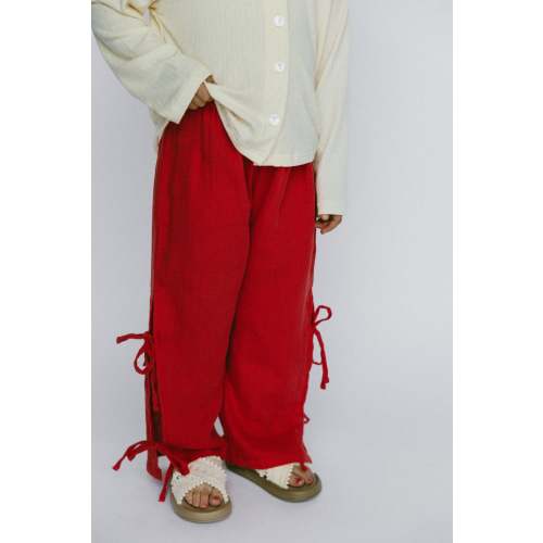 Gauze Bow Pants- Red