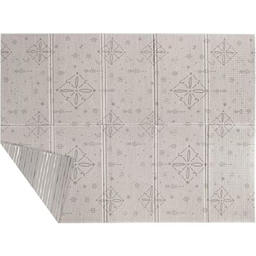 Nuby Reversible Baby Floor Mat - Foldable and Lightweight Baby Play Mat for Floor - Easy Storage and Travel - Gray Moon and Arrows