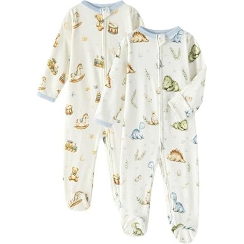GUISBY Baby Footed Pajamas Cotton Zipper Sleeper, 3-6M