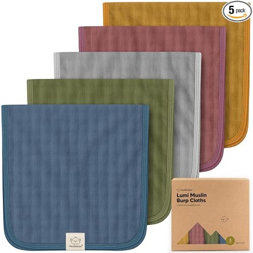 KeaBabies Cotton Muslin Burp Cloths Baby Boy, Girl - 5-Pack Soft & Absorbent Burping Cloth for Babies, Large Baby Towels & Washcloths for Newborn, Spit Up Rags, No Shrink, 20x10 (Corals)