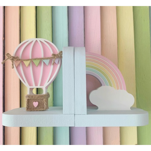 Hot air balloon bookends, hot air balloon decor, hot air balloon nursery, nursery decor, children’s bookends, hot air balloon, pastel decor