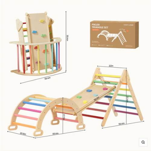 Tiny Land® Pikler Triangle 7-in-1 Montessori Climbing Set