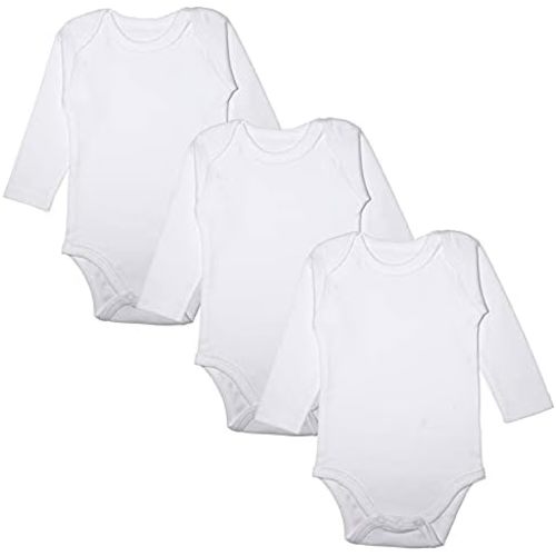 3 Pack Unisex Baby Long Sleeve Romper 100% Cotton Solid Color Infant Bodysuit, Newborn-24 Months