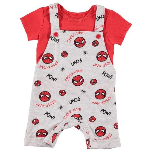 Spiderman Baby Boys Newborn Infant Shortall Romper and T-Shirt Gift Set - Marvel Avengers Baby Boy Clothes