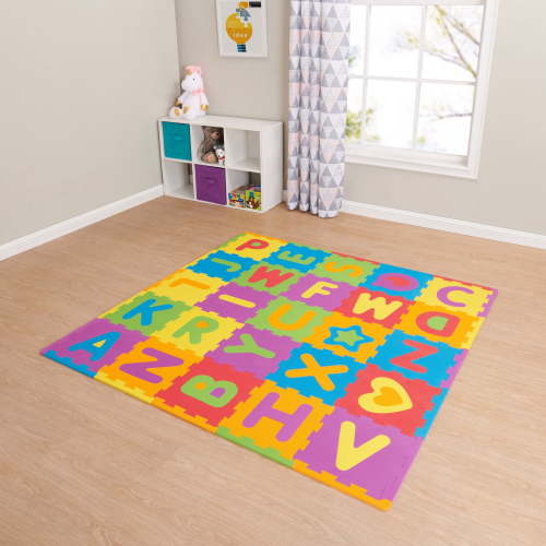 Play Day Foam Playmat Set, 28 Interlocking Pieces, Multi-Color, ABC Learning Toy for Children
