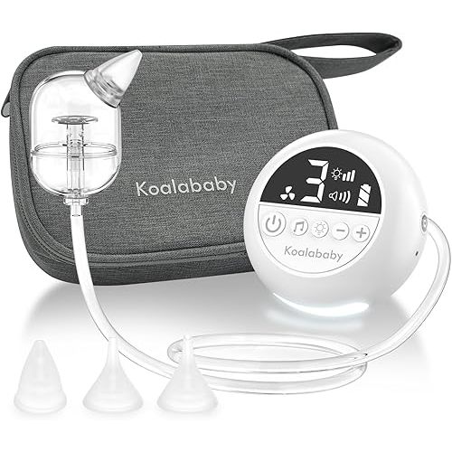 Koalababy Electric Nasal Aspirator for Baby, Hospital-Grade Nose Suction | 9 suction levels, soft silicone tips, travel bag, night light and music for easy cleaning and everyday care