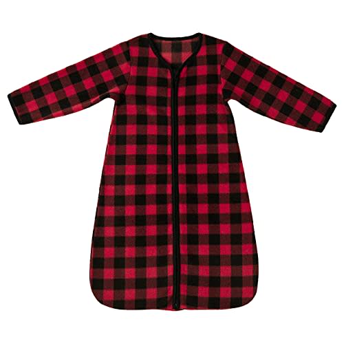 DaysU Micro Fleece Baby Sleep Sack 1.5 TOG, Long Sleeves Baby Wearable Blanket 6-12 Months with 2-Way Zipper, Unisex Warm Sleeping Bag for Infant, Buffalo Plaid