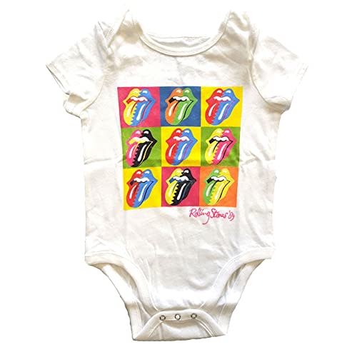 The Rolling Stones Kids Baby Grow: Two-Tone Tongues - 0-3 Months - White