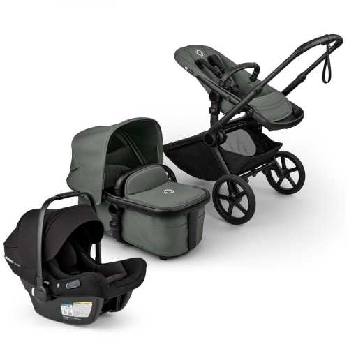 Bugaboo Kangaroo Complete + Turtle Air Shield By Nuna Travel System Bundle - Black / Forest Green / Forest Green / Black