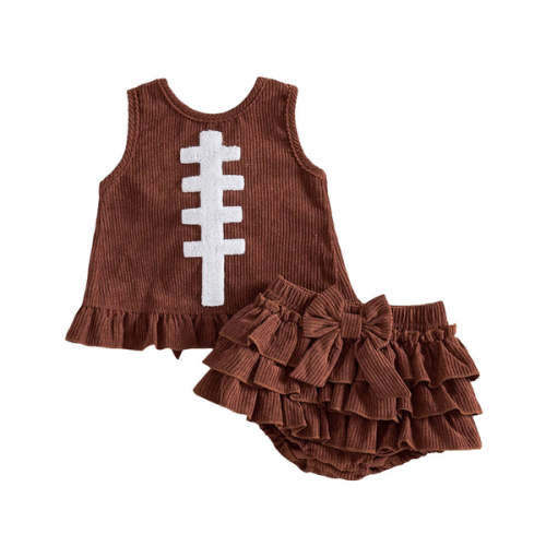 BASEBALL Corduroy Ruffle Outfit - Hazel & Bo