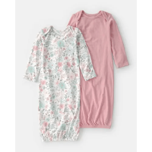 Baby Girl 2-Pack Butterfly Garden PurelySoft Sleeper Gowns - Pink