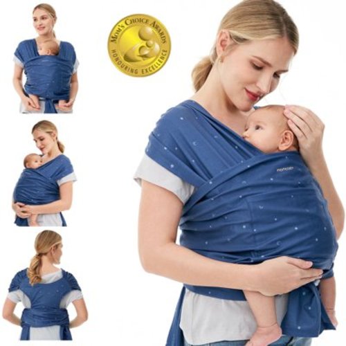 Momcozy Baby Wrap Carrier Slings, Easy to Wear Baby Carriers, Ergonomic Front Facing/Back, up 35 lbs Starry Sky