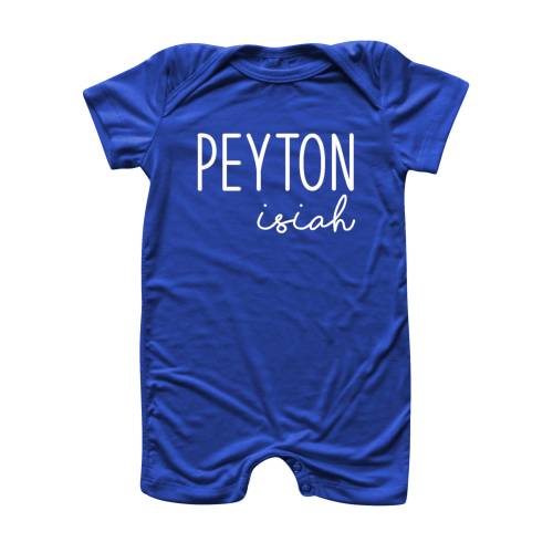 Personalized First + Middle Name Silky Baby Romper Shorts (Modern Cursive) -Custom Newborn Gift, Going Home Outfit for Boys or Girls, Shower