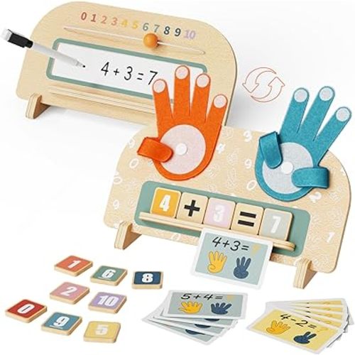 2 in 1 Montessori Toys for 3 4 5 Year Old, Preschool Learning Toys for Toddlers 2-4, Double-Sided Finger Math Number Counting Blocks for Kids, Educational Math manipulatives for Boys Girls