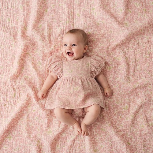 Organic Cotton Maya Romper Dress · Peony | Petit Playa