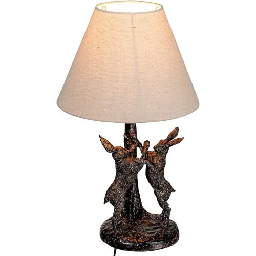 Creative Co-Op EC1464 Bunny Rabbit Linen Empire Shade, Brown and Natural Table Lamp