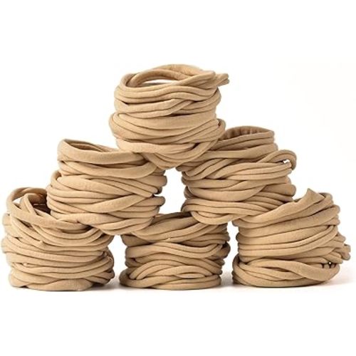 Prohouse 100 PCS Baby Nylon Headbands Hairbands Hair Bow Elastics for Baby Girls Newborn Infant Toddlers Kids Nude