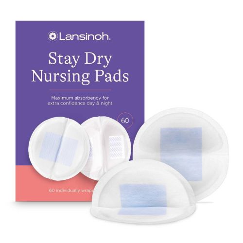 Lansinoh Stay Dry Disposable Nursing Pads - 60ct: BPA-Free, Contoured Fit, BPS-Free