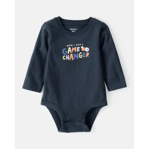 Baby Boy Cotton Long-Sleeve Graphic Bodysuit - Navy Blue - Carter's | Carter's