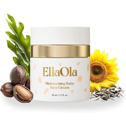 ELLAOLA 96 Hour Deep Moisturizing Baby Face Cream for Dry, Eczema Prone & Sensitive Skin - Daily Organic Face Lotion Nourishes & Hydrates, Fragrance Free | 1.7 fl. oz.