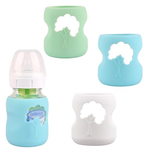 3 Pack Silicone Sleeves for Dr. Brown's Natural Glass Baby Bottles, Anti Breakage Baby Bottle Holder, Compatible Dr. Brown Wide-Neck Glass Baby Bottles 5 oz (White+Blue+Green)
