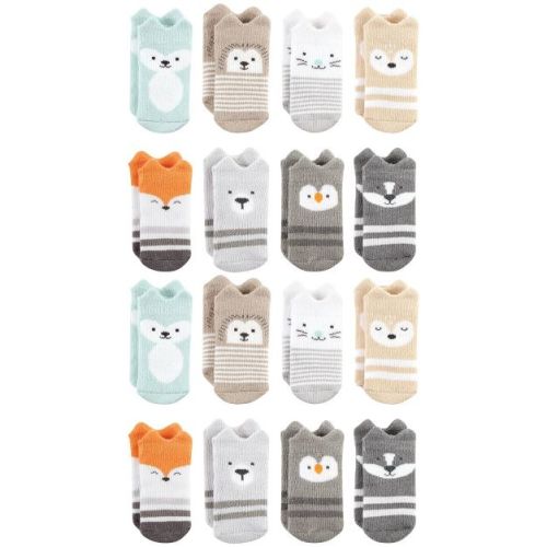 Hudson Baby Cotton Rich Baby Terry Socks 16-Pack, Modern Rainbow, 0-6 Months