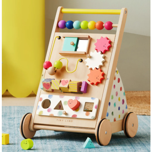Tiny Land® Premium Natural Wooden Activity Walker