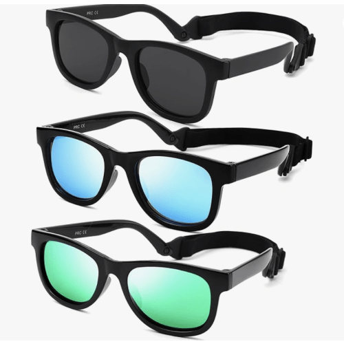 Flexible Polarized Baby Sunglasses with Strap Adjustable for Toddler & Newborn Infant 0-18 Months