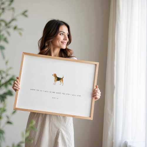 PRINTED Nursery Dog Wall Art, Where You Go I Will Go, Hunting Dog, Beagle Bible Verse, Gift for dog lover, Dog Scripture