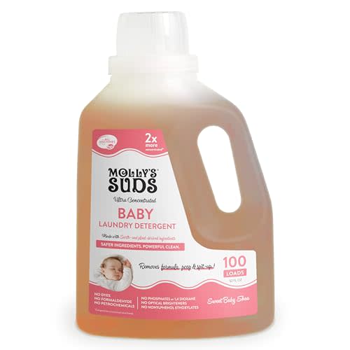 Molly's Suds Baby Liquid Laundry Detergent | Removes Formula, Poop & Spit-Up Stains | Extra Gentle on Newborn Skin (Sweet Baby Shea, 100 Loads)