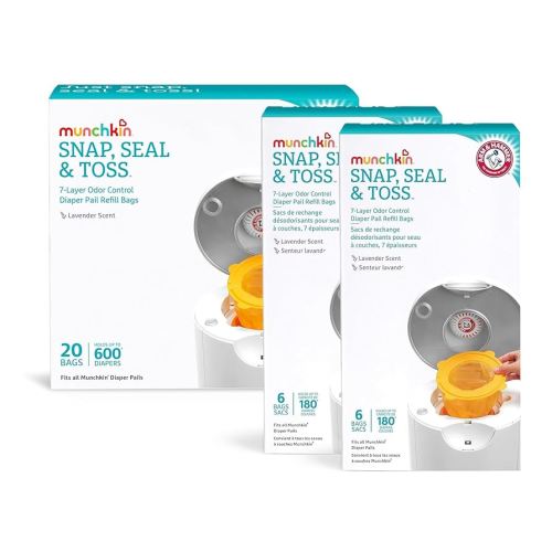 Arm & Hammer Diaper Pail Refills 2x 6 Count & 1x 20 Count, Total 32 Count