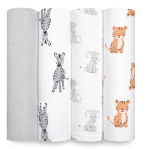Safari Babes Muslin Swaddle 4pk | aden + anais