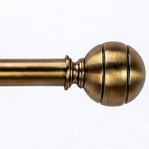 Brass Curtain Rods for Windows 30-88 Inch Adjustable Heavy Duty Metal,1 Inch Pipe Decorative Modern Rustic Blackout Drapery Rods with Twisted Cage Finials