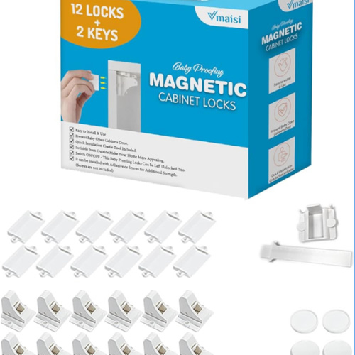 Magnetic Cabinet Locks (12 Locks and 2 Keys)