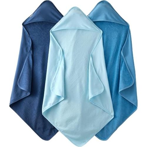 Harper - 100% Organic Cotton Hooded Towels, 3-Pack, Blue
