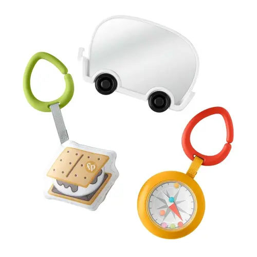 Fisher-Price S'more Fun Camping Gift Set, 3 outdoor-themed baby toys and teether for infants ages 3 months and up