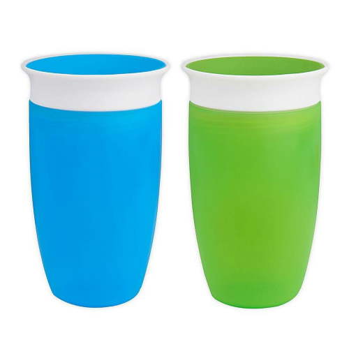 Munchkin Miracle 360 Degree Spoutless Sippy Cup, 10oz, Blue/Green, 2 Pack