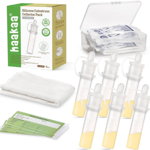 Amazon.com : Haakaa Silicone Colostrum Collector Set with Clear PP Storage Case 4 ml, 6 PK, Pre-Sterilized : Baby