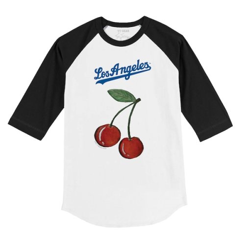 Los Angeles Dodgers Tiny Turnip Infant Cherries 3/4-Sleeve Raglan Baseball T-Shirt - White