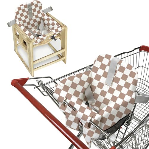 Padded Shopping Cart Cover for Baby Boy & Girl, High Chair Cover for Restaurant Seat, Machine Washable Infant Toddler Buggy Seat Cover (Checkered)