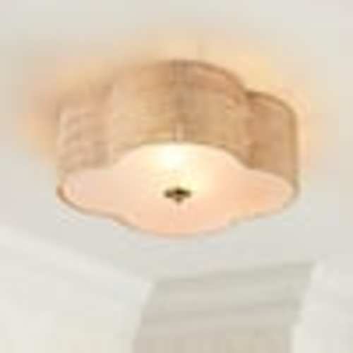 C Cattleya 16.75 in. 2-Light Rattan Ceiling Flush Mount with Glass Bottom HCA2368-FM