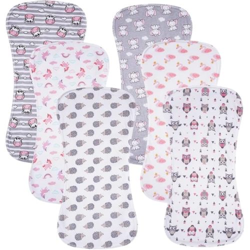 6 Pack Cotton Baby Burp Cloths Extra Absorbent Soft for Baby Boys and Girls (Multi02)