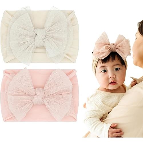 Baby Bling 2PK TULLE FAB®: pleated rose quartz + oatmeal