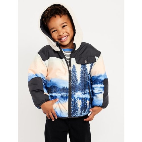 Oversized Reversible Sherpa Jacket for Toddler Boys