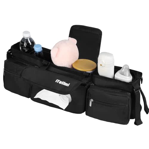 iTetimi Double Stroller Organizer for Bob Duallie and Baby Jogger City Mini GT2 Stroller, Double Baby Stroller Accessories with Cooler Pockets and Detachable Phone Bags