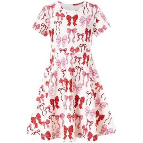 ALISISTER Little Girls Dress Short Sleeve Toddler Summer Sundress 2-9T